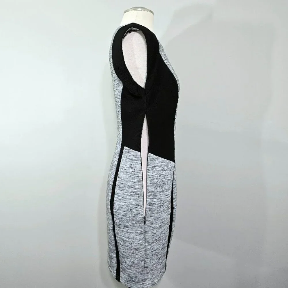 Nwt Harve Benard Black Gray Knit Dress XL Womens Cap Sleeve Knee Length Sheath